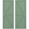Ekena Millwork Americraft 6-Board Wood 2 Equal Panel Frmd Board-n-Batten Shutters w/Dbl Z-Bar, ARW102BF621X49TGH, PR ARW102BF621X49TGH - alternate 1